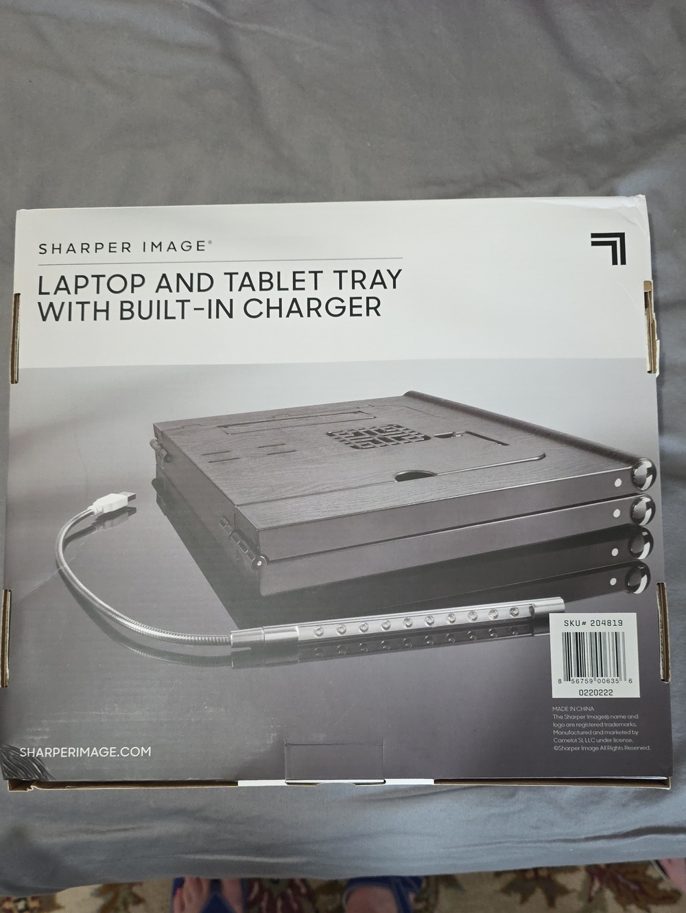 Sharper Image Black Laptop and Tablet Tray with Built-In Charger